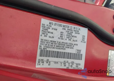 2003 Ford Explorer Nbx/Xlt from USA, damaged, VIN 1FMDU73K13UB39929